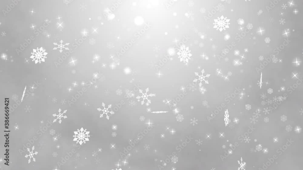 Motion graphic of White Snow falling in winter on gray background Motion graphic of White Snow falling in winter on gray background