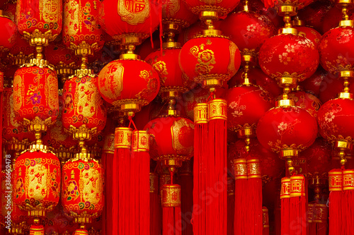 Decorative items prepped for lunar new year at Tianhou Palace in Tianjin, China © coward_lion