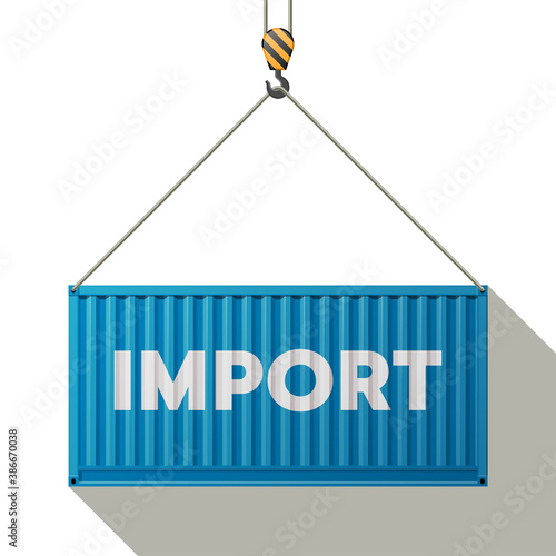 Flat side view import shipping cargo 20 foot container delivery. Large metal 20 ft containers for transportation. Delivery of cargo shipping. illustration