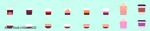 set of coffee cartoon icon design template with various models. vector illustration isolated on blue background