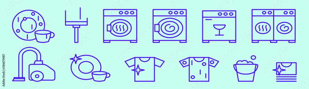 cleaning tools set. cartoon icon design template with various models. vector illustration isolated on blue background