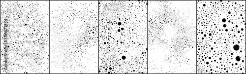 Set of distressed black texture. Dark grainy texture on white background. Dust overlay textured. Grain noise particles. Rusted white effect. Halftone vector illustration, Eps 10.