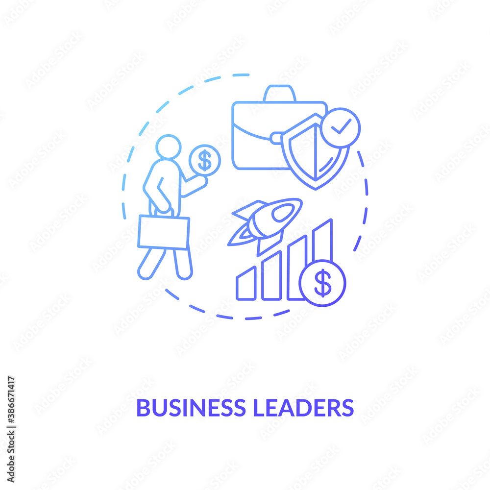 Business leaders concept icon. Influencers type idea thin line illustration. Inspiration gaining. Small business marketing and financing. Industry news. Vector isolated outline RGB color drawing