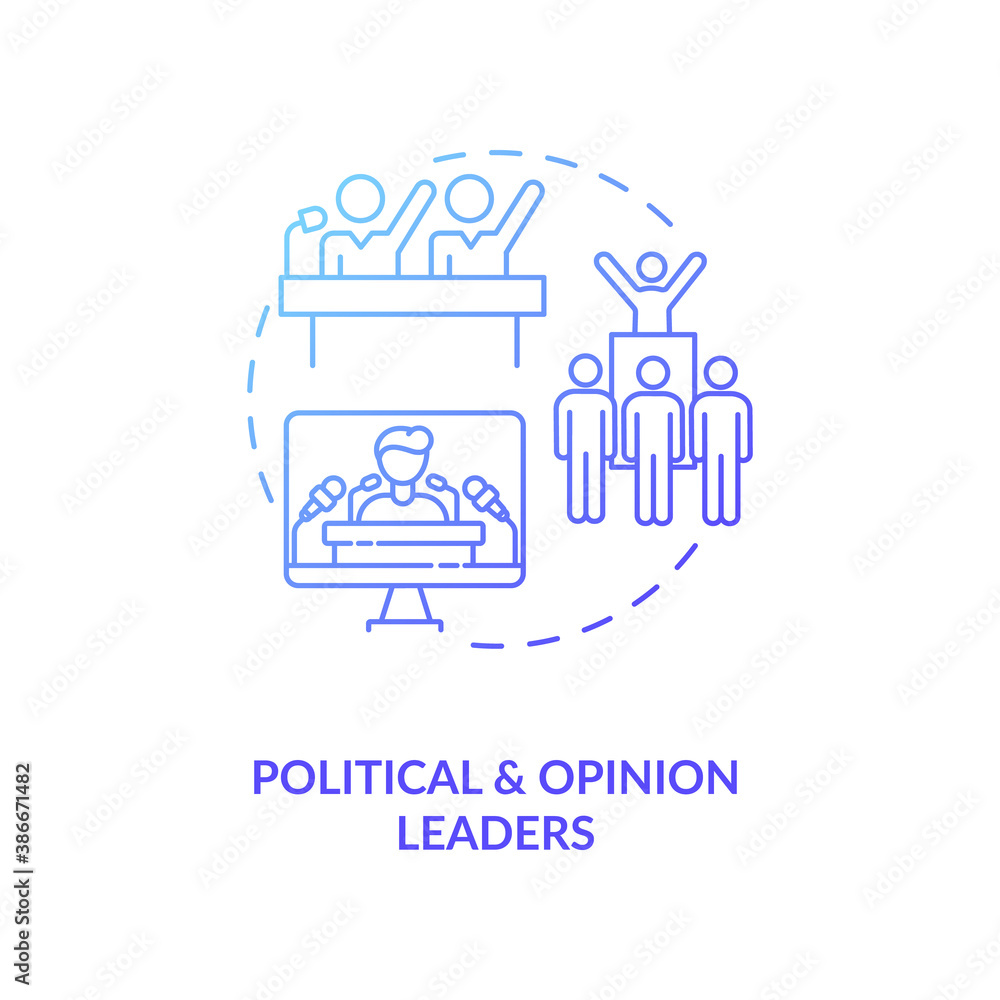 Political and opinion leader concept icon. Influencers type idea thin line illustration. Electoral politics. Thought leaders. Political organizations. Vector isolated outline RGB color drawing