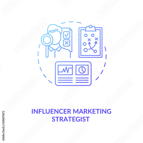 Influencer marketing strategist concept icon. Building strategy idea thin line illustration. Learning media mechanics. Campaign management. Vector isolated outline RGB color drawing