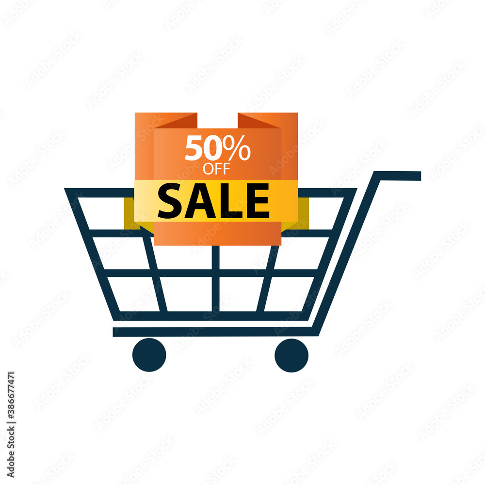 Sale 50% off shopping cart Vector Template Design Illustration Sale 50% off shopping cart Vector Template Design Illustration