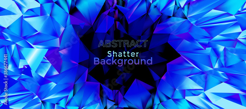 Abstract blue purple shatter backround with dark blank space