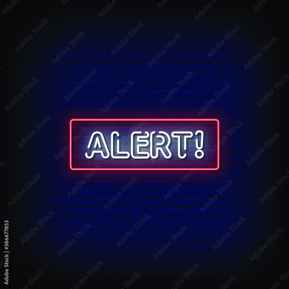 Alert Neon Signs Style Text Vector Alert Neon Signs Style Text Vector