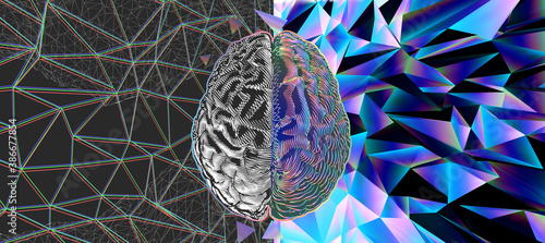 Cerebral hemispheres of brain function concept illustration