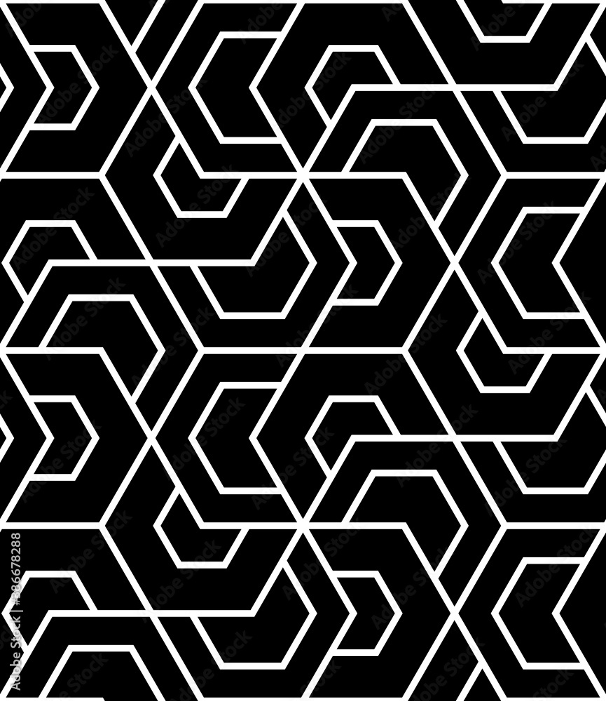 Vector geometric seamless pattern. Modern geometric background with hexagonal tiles. Vector geometric seamless pattern. Modern geometric background with hexagonal tiles.
