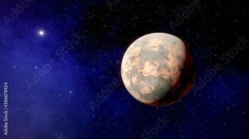 beautiful space background, planet in space, exoplanet, another earth, mini-earth, fantastic planet 3d render photo