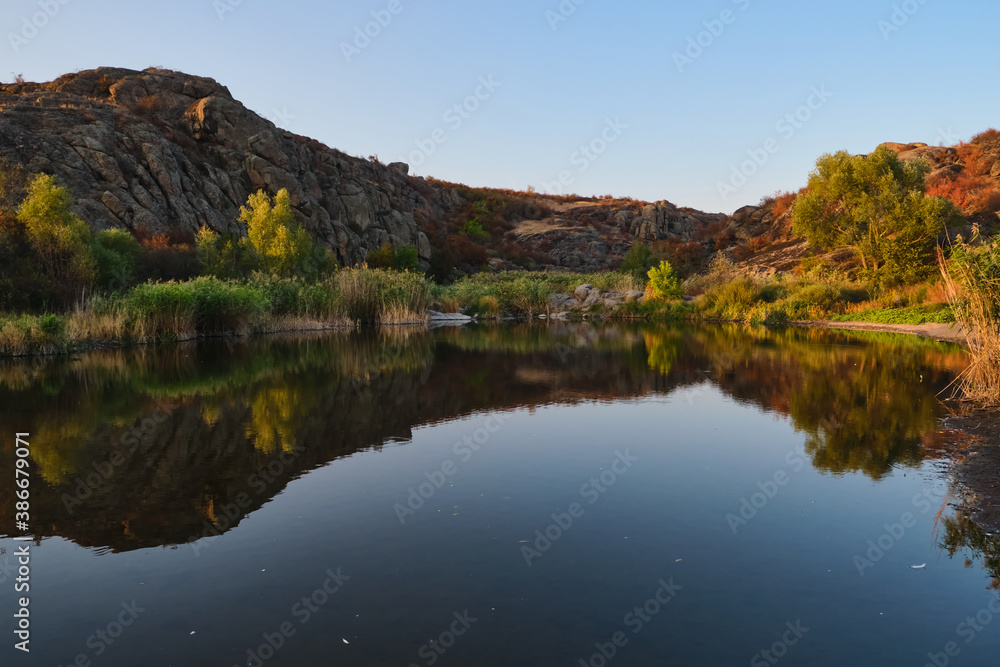 Scenery of Ukrainian Canyon, Lake in the mining mountainl Scenery of Ukrainian Canyon, Lake in the mining mountainl