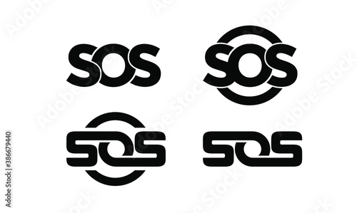 set collection sos black with circle  logo icon design vector