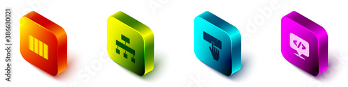 Set Isometric Color palette guide, Site map, Keyboard and Front end development icon. Vector.