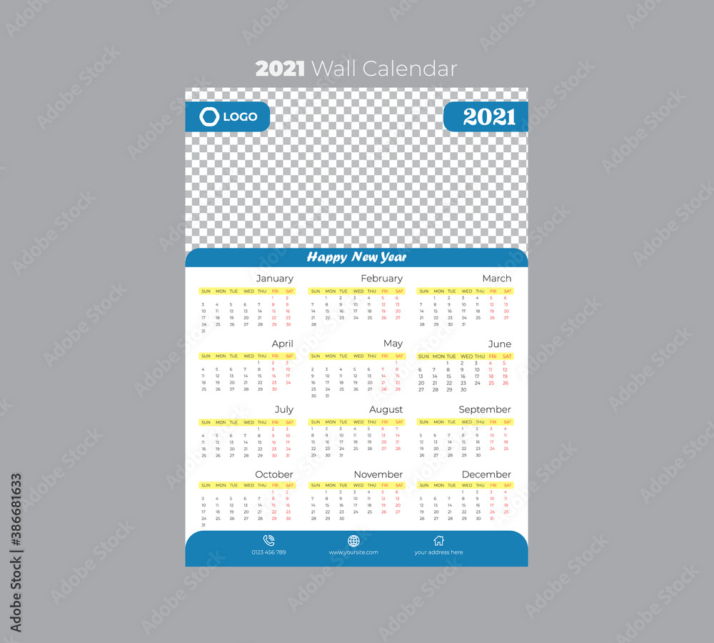 Wall Calendar Template For 2021 Wall Calendar Template For 2021