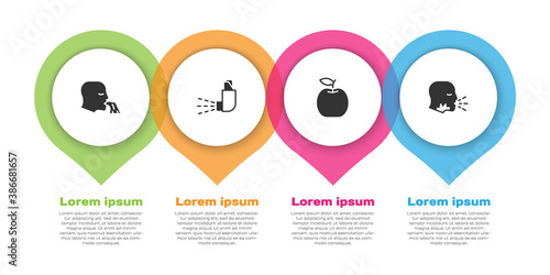 Set Vomiting man, Inhaler, Apple and Man coughing. Business infographic template. Vector.