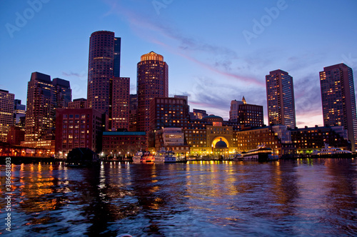 Boston skyline at sunset