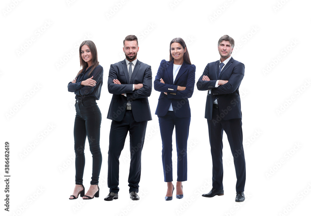 group of successful employees standing in a row group of successful employees standing in a row