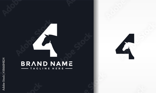 number four horse silhouette logo