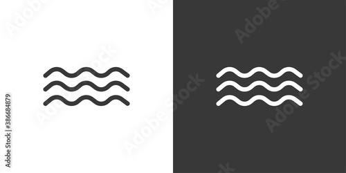 Waves on the sea. Isolated icon on black and white background. Weather vector illustration