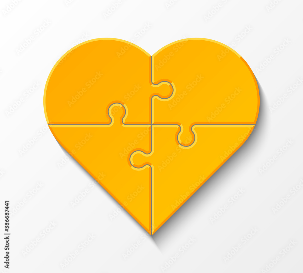 Puzzle four piece Red Hearts. Happy Valentine's Day Greeting Card illustration Puzzle four piece Red Hearts. Happy Valentine's Day Greeting Card illustration