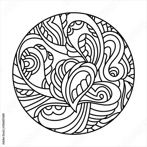 Decorative round pattern, Mehndi style. Doodle hand drawn pages of coloring books, anti-stress for children and adults .