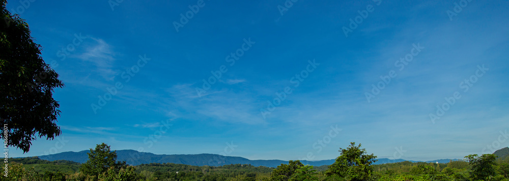Panorama mountain scenery Beautiful sky Nature background image with copy space