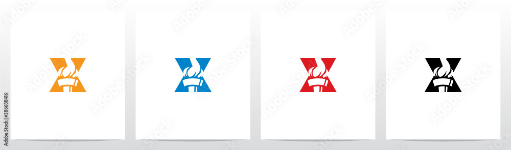 Fire Torch On Letter Logo Design X Fire Torch On Letter Logo Design X
