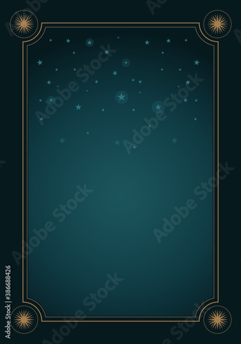 Fantasy background of starry night sky and frame with stars.