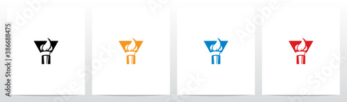 Fire Torch On Letter Logo Design Y