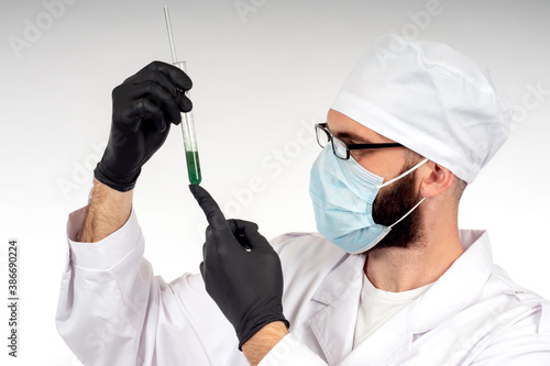 A male laboratory assistant...