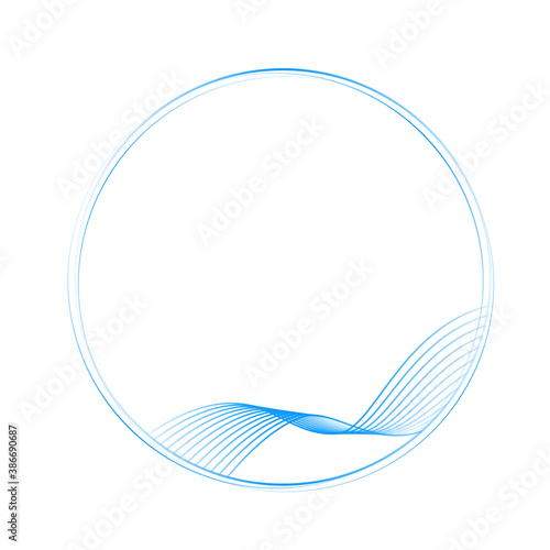 流線型の繊細なブルーのラインの丸フレーム_水_風_換気