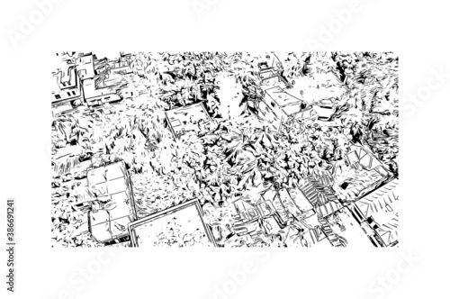 Building view with landmark of Bogra, officially known as Bogura, is a major city in Bangladesh. Hand drawn sketch illustration in vector.