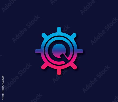 Q Alphabet Locker Logo Design Concept
