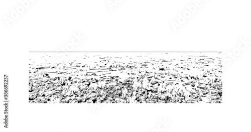 Building view with landmark of Bogra, officially known as Bogura, is a major city in Bangladesh. Hand drawn sketch illustration in vector.