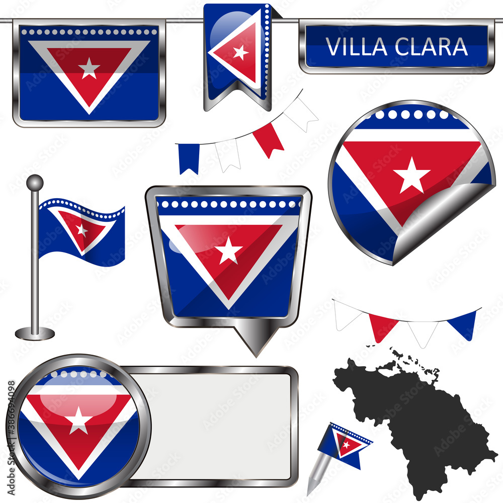 Glossy flags of Villa Clara, Cuba Glossy flags of Villa Clara, Cuba