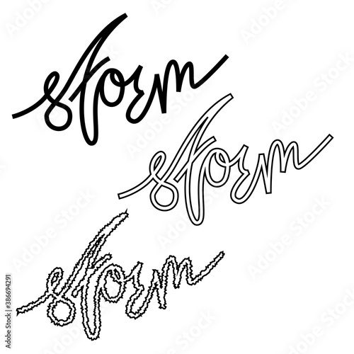  lettering of the word storm in scripting