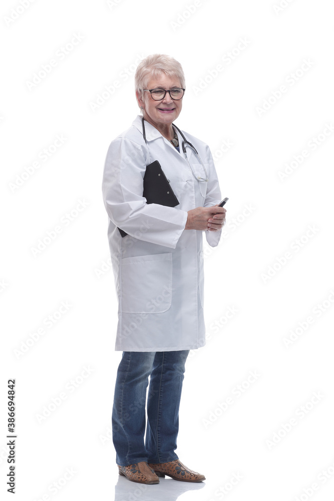 in full growth. therapist with a clipboard in full growth. therapist with a clipboard