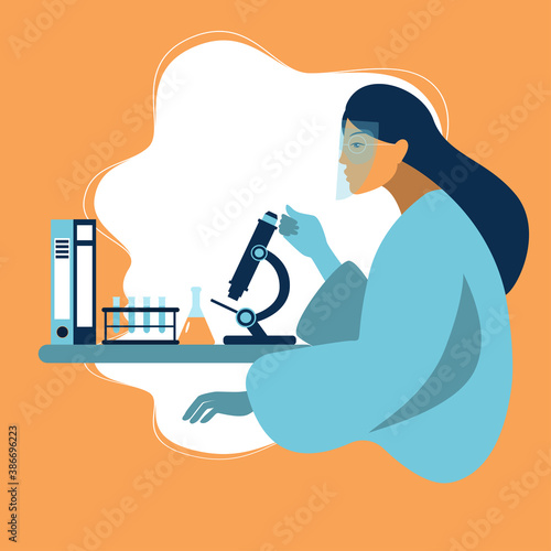 International Day of Women and Girls in Science February 11 vector illustration. Four female scientists of different nationalities conducting research.Flat design for social media, poster, banner. 