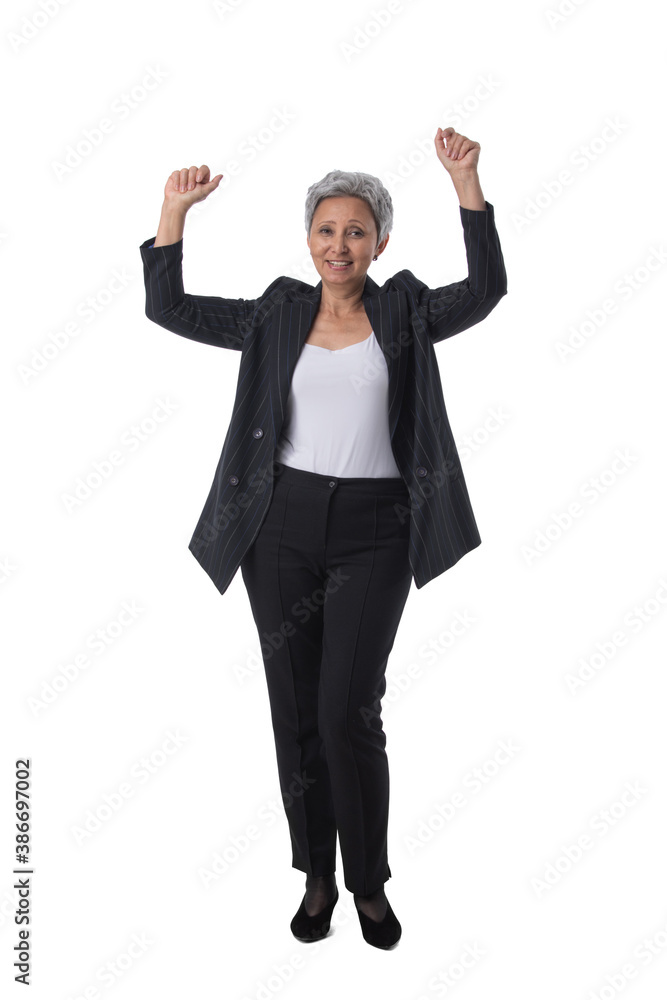 Business woman with arms raised Business woman with arms raised