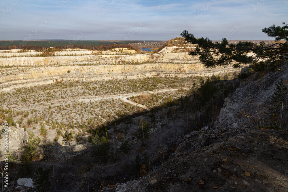 An old abandoned limestone quarry in Falcon Mountains