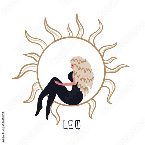 Zodiac signs Leo. Vector illustration of the zodiac symbol. Vector illustration in flat style