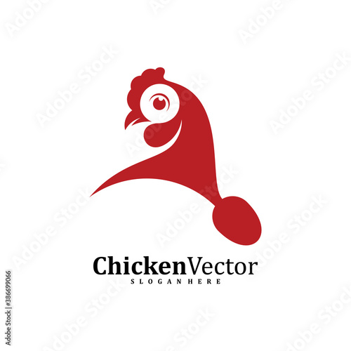 Food Chicken logo design vector template, Rooster illustration, Symbol icon