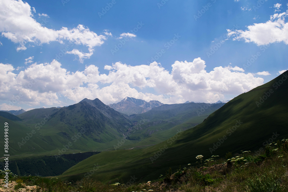 Mountain view. Mountains of the North Caucasus in summer Mountain view. Mountains of the North Caucasus in summer