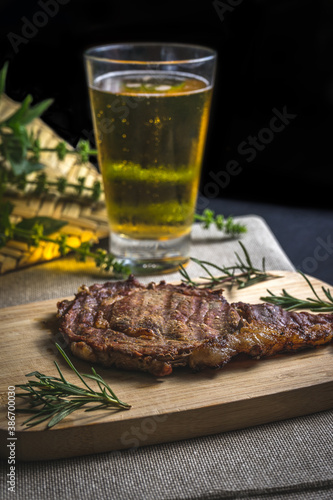 Grilled meat and beer