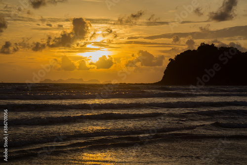 Fototapeta Stunning sunset in Myanmar
