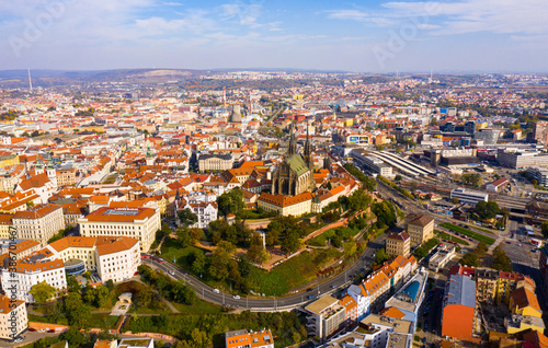 Fototapeta Naklejka Na Ścianę i Meble -  Aerial view on the city Brno. South Moravian region. Czech Republic. High quality photo