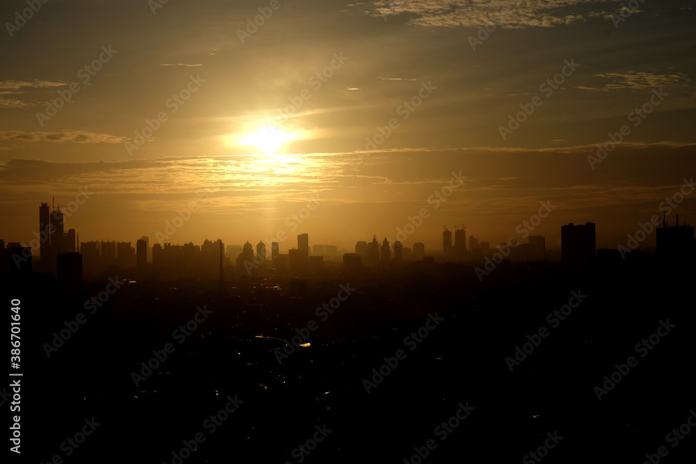 sunset over the city