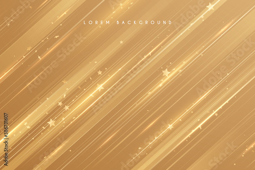 Stars with golden lines background