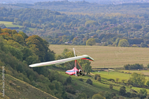 Hang Glider flying at Westbury, Wiltshire